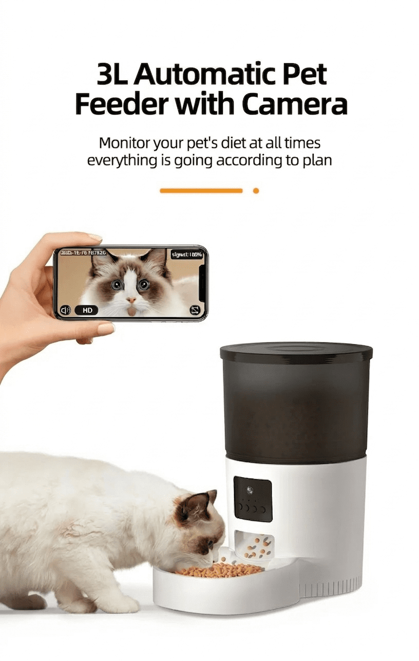 rojeco automatic cat feeder with camera video cat food dispenser pet smart voice recorder remote control auto feeder for cat dog