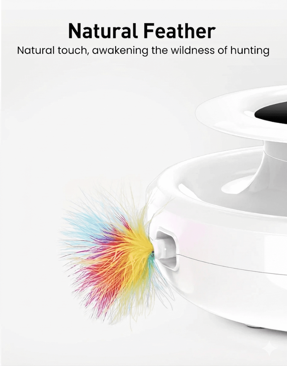 rojeco 2 in 1 smart cat toys automatic feather fun ball toy set for cat dog 5 modes electronic interactive pet toy accessories