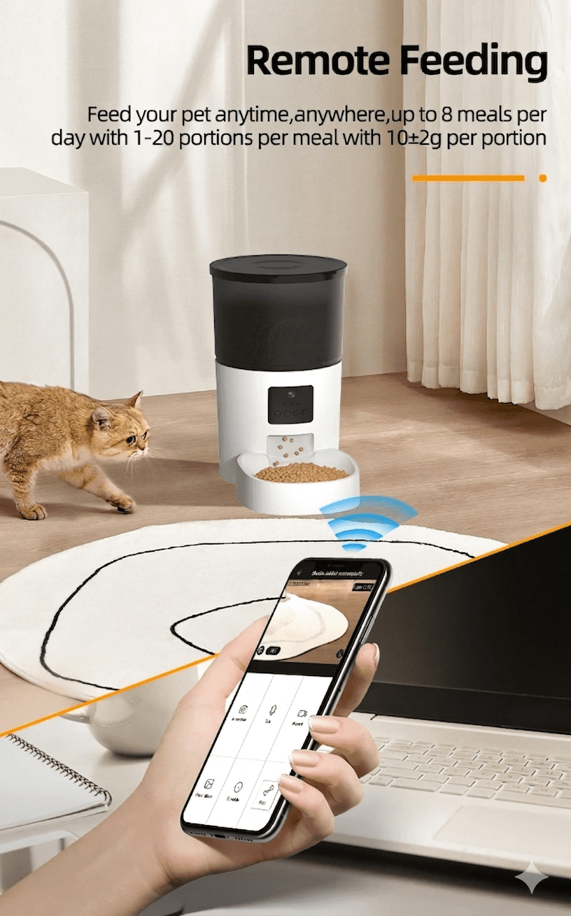 rojeco automatic cat feeder with camera video cat food dispenser pet smart voice recorder remote control auto feeder for cat dog