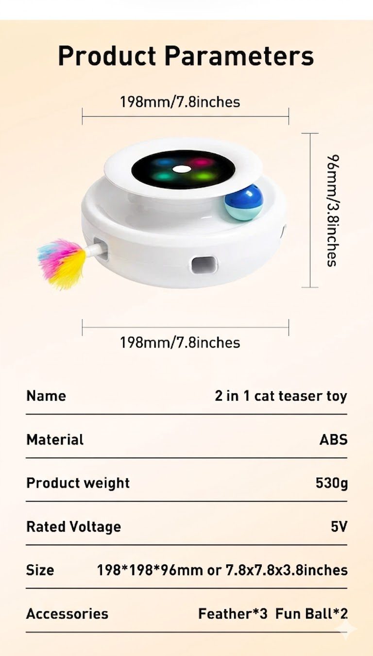 rojeco 2 in 1 smart cat toys automatic feather fun ball toy set for cat dog 5 modes electronic interactive pet toy accessories