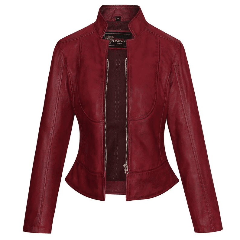 Leather Biker Jacket Women | Handmade Soft Lightweight Burgundy Fitted Leather Biker Jacket Women | Handmade Soft Lightweight Burgundy Fitted