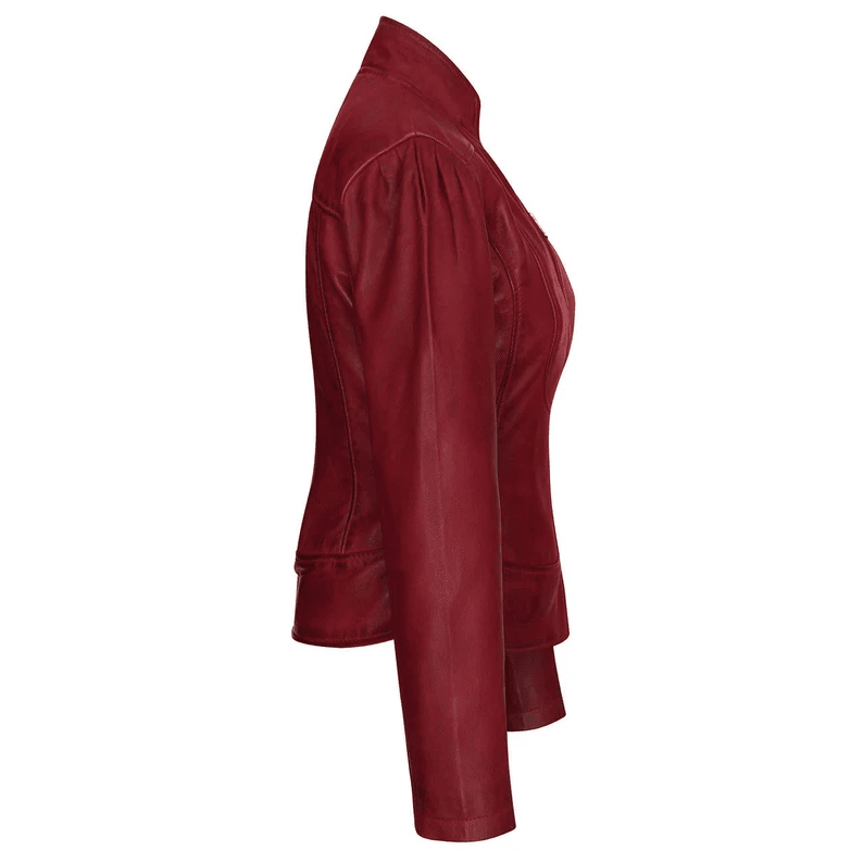 Leather Biker Jacket Women | Handmade Soft Lightweight Burgundy Fitted Leather Biker Jacket Women | Handmade Soft Lightweight Burgundy Fitted