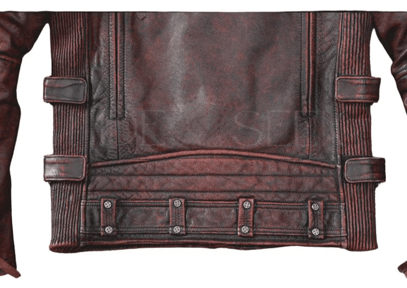 A detailed close-up of the lower back and waist area, highlighting the horizontal quilted padding, silver-tone snap-button belt loops, and the intricate stitching of the ribbed side panels.