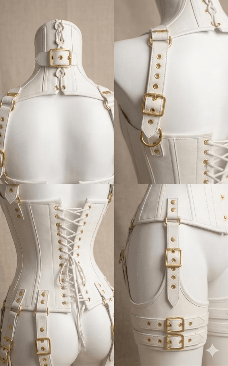 Leather Corset | Adjustable Strap Bodysuit | BDSM Lingerie