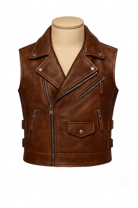 Leather Moto Vest | Mens Vest Jacket | Lapel Collar, Modern Style Leather Moto Vest | Mens Vest Jacket | Lapel Collar, Modern Style