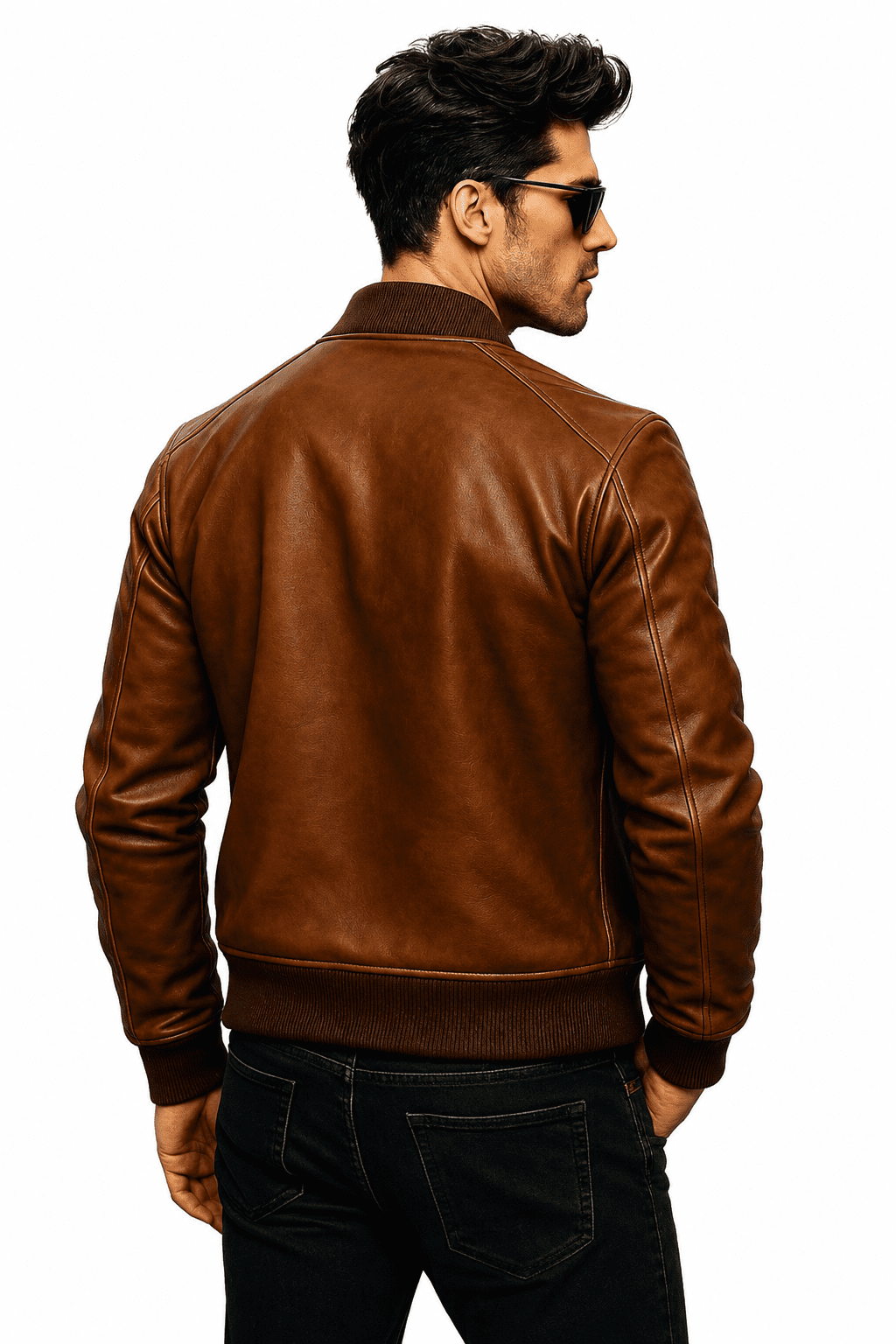 Men's Brown Leather Bomber Jacket, Handmade Real Sheepskin Vintage, Aviator Jacket