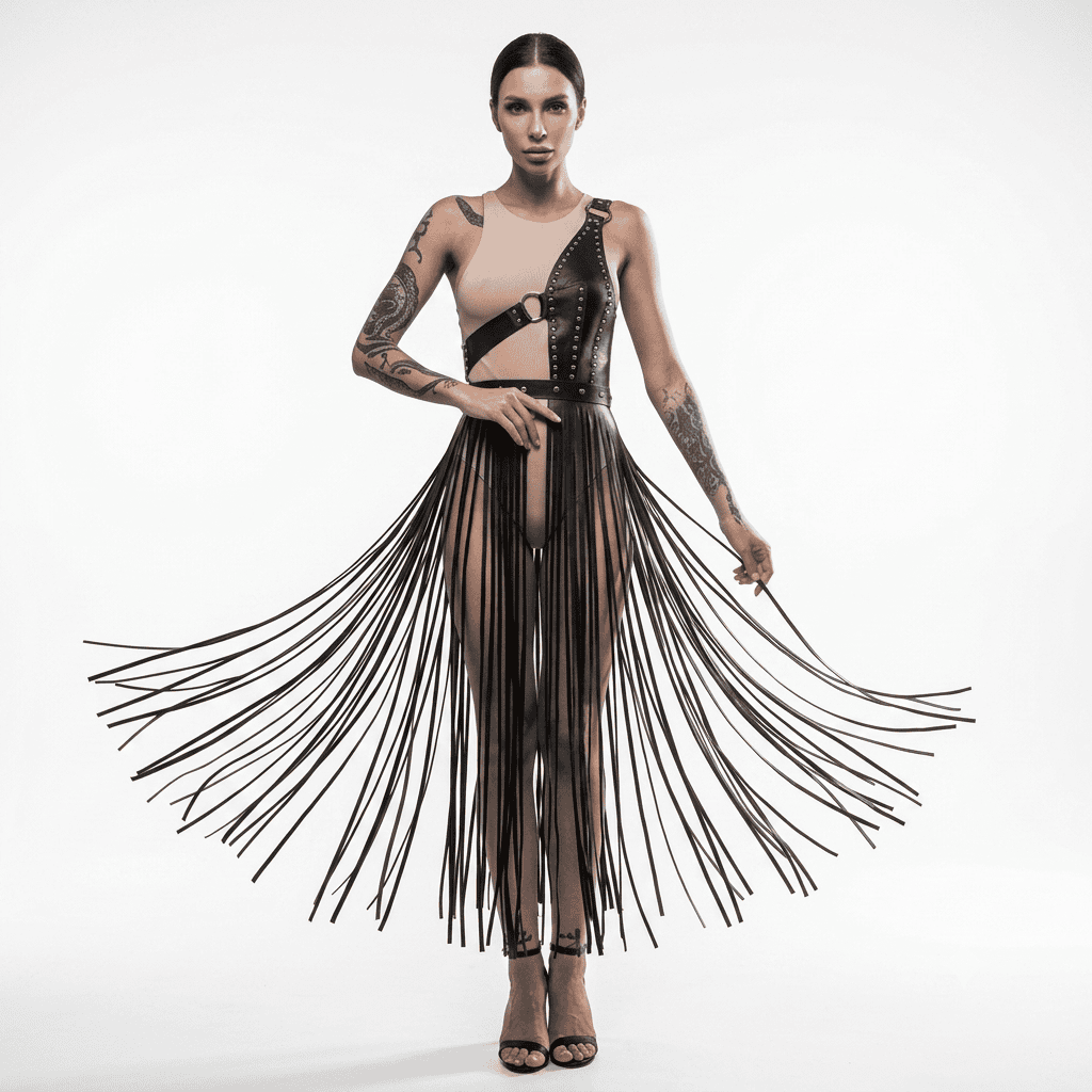 Fringe Harness, Rave Outfits Women, Body Accessories, Leather Harness Dress, Belt Leather, Gothic Clothing