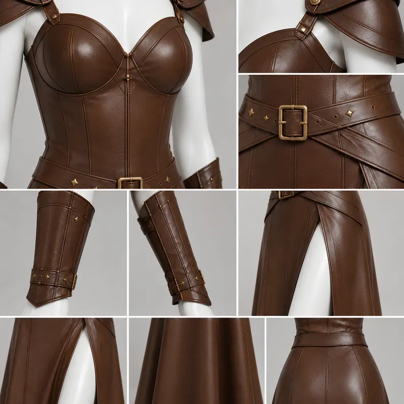 Medieval LARP Costume, Women Leather Armor, Warrior Outfit, Fairy Cosplay Medieval LARP Costume, Women Leather Armor, Warrior Outfit, Fairy Cosplay